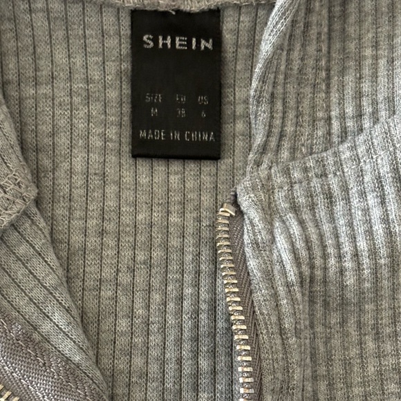 Shein Color Gray Cropped Zip Up Hooded Women’s Jacket Size Medium - Picture 4 of 13
